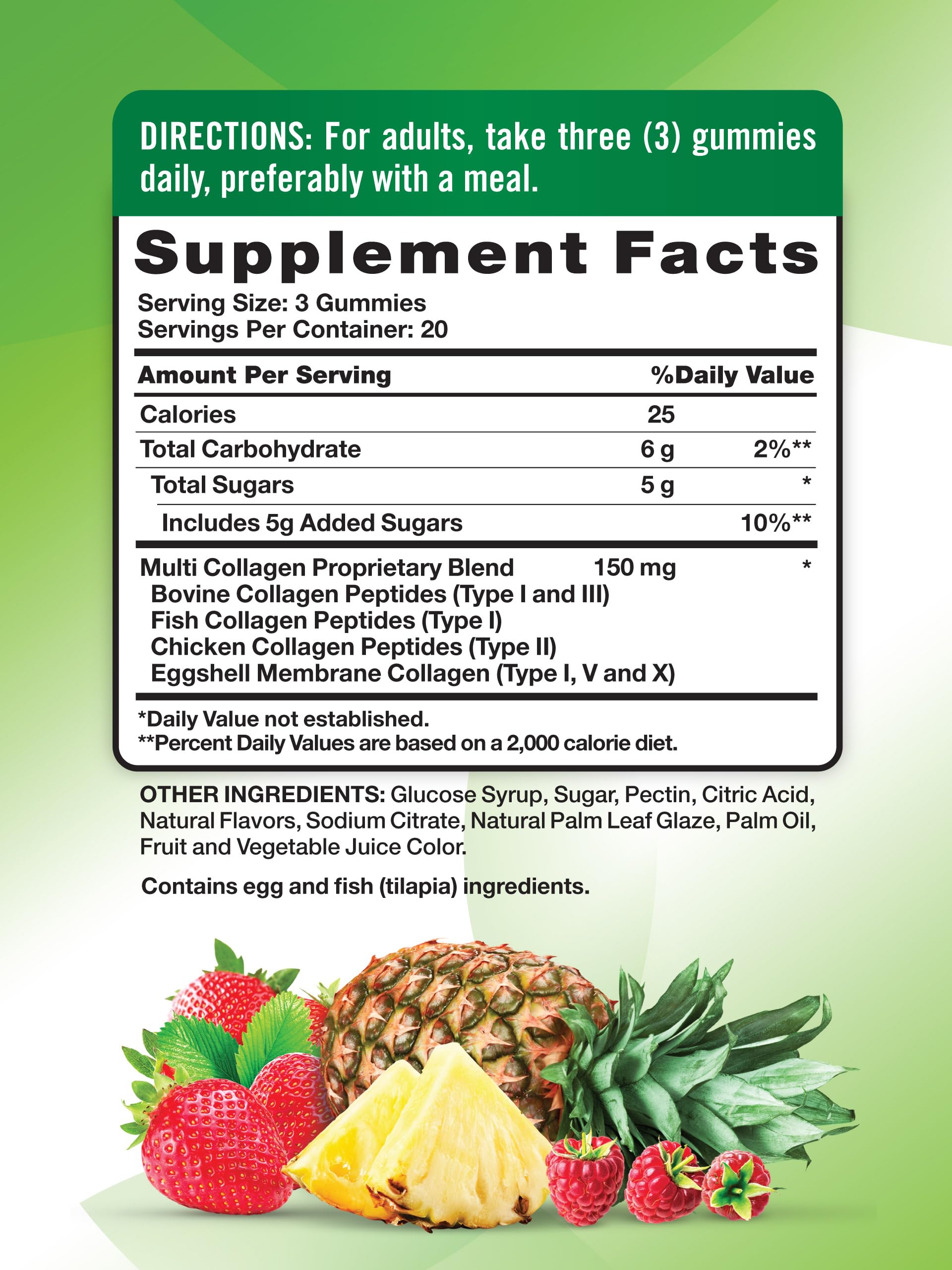Back label showing supplement facts on Nature's Truth gummies