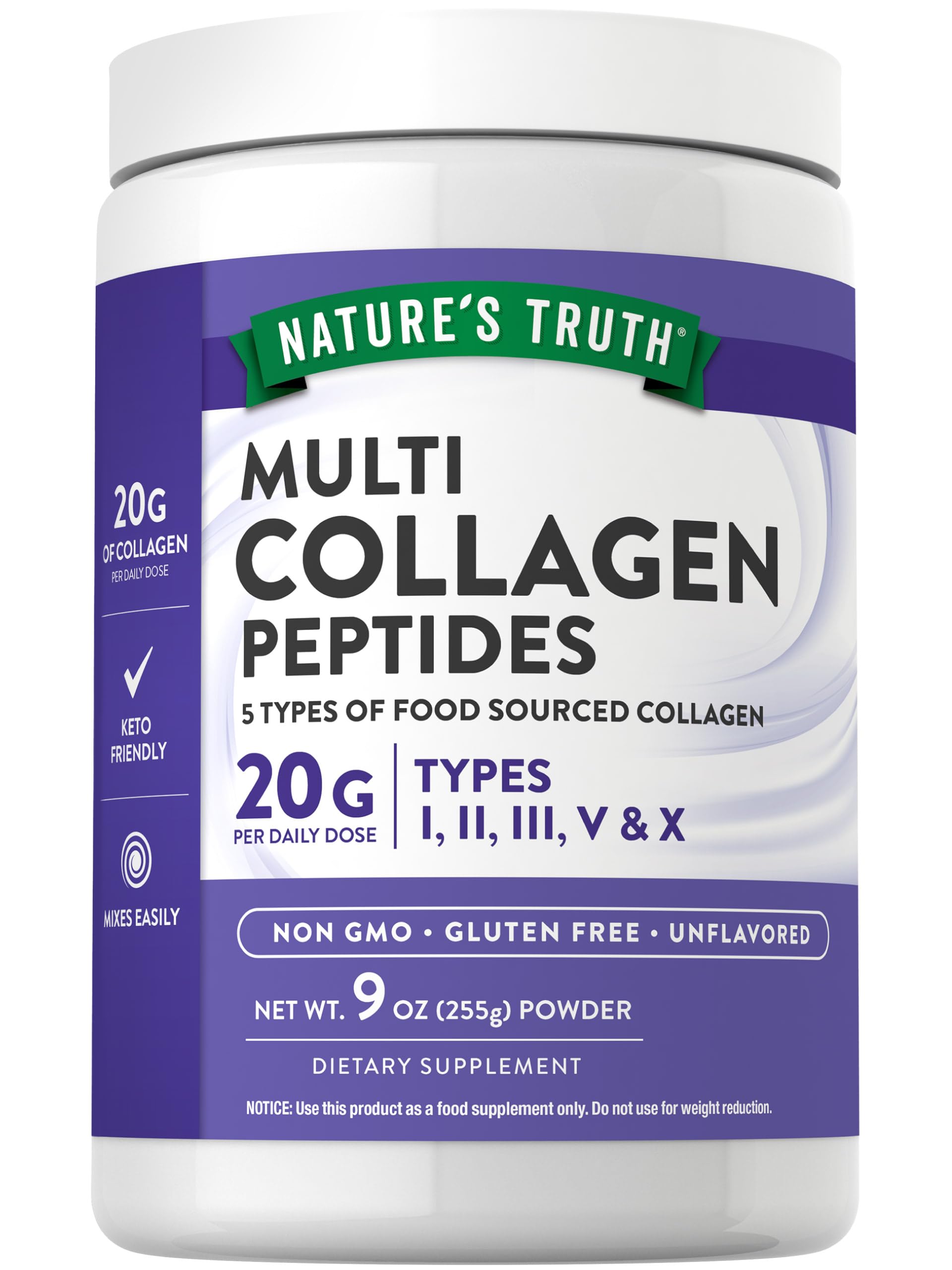 Nature's Truth Multi Collagen Powder 9 oz unflavored label