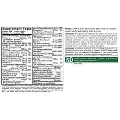 Natures Truth Multivitamin for Men ingredients and non-GMO label