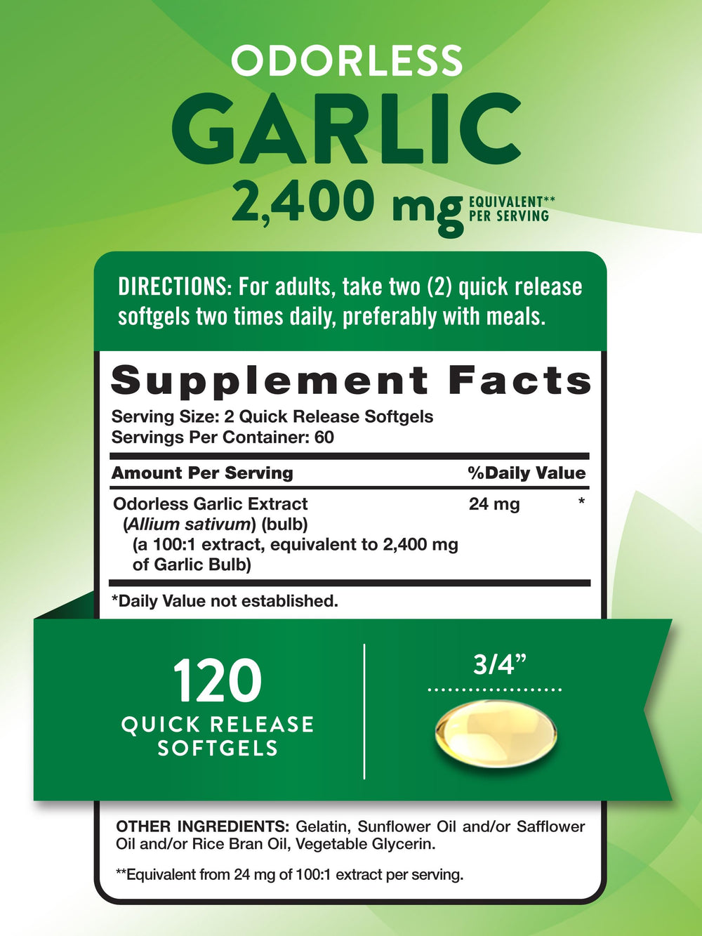 Close-up of Nature's Truth Odorless Garlic softgels