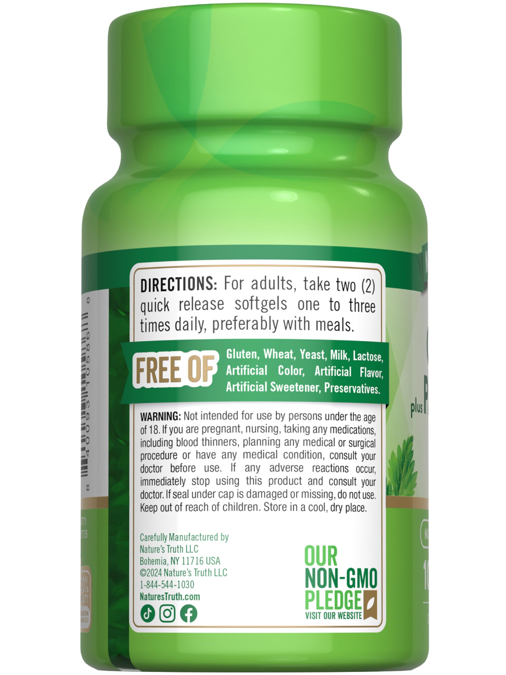 Product packaging back view showing supplement facts