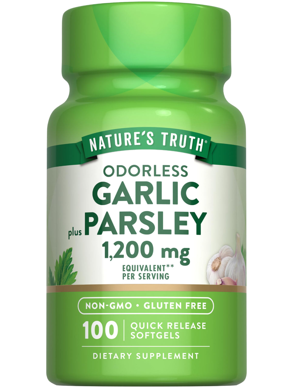Nature's Truth Odorless Garlic and Parsley 1200mg bottle front view