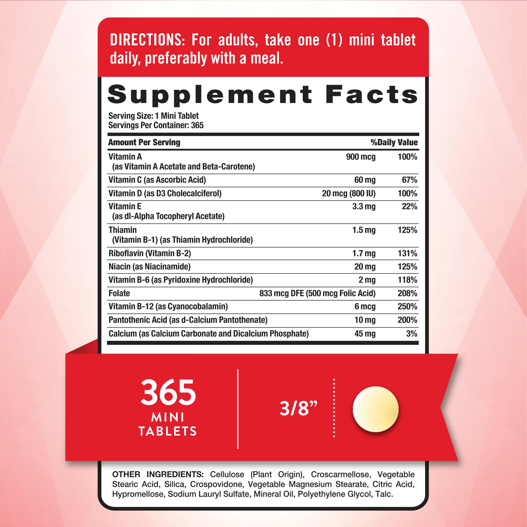 Close-up of Nature's Truth 365 mini daily multivitamin tablets