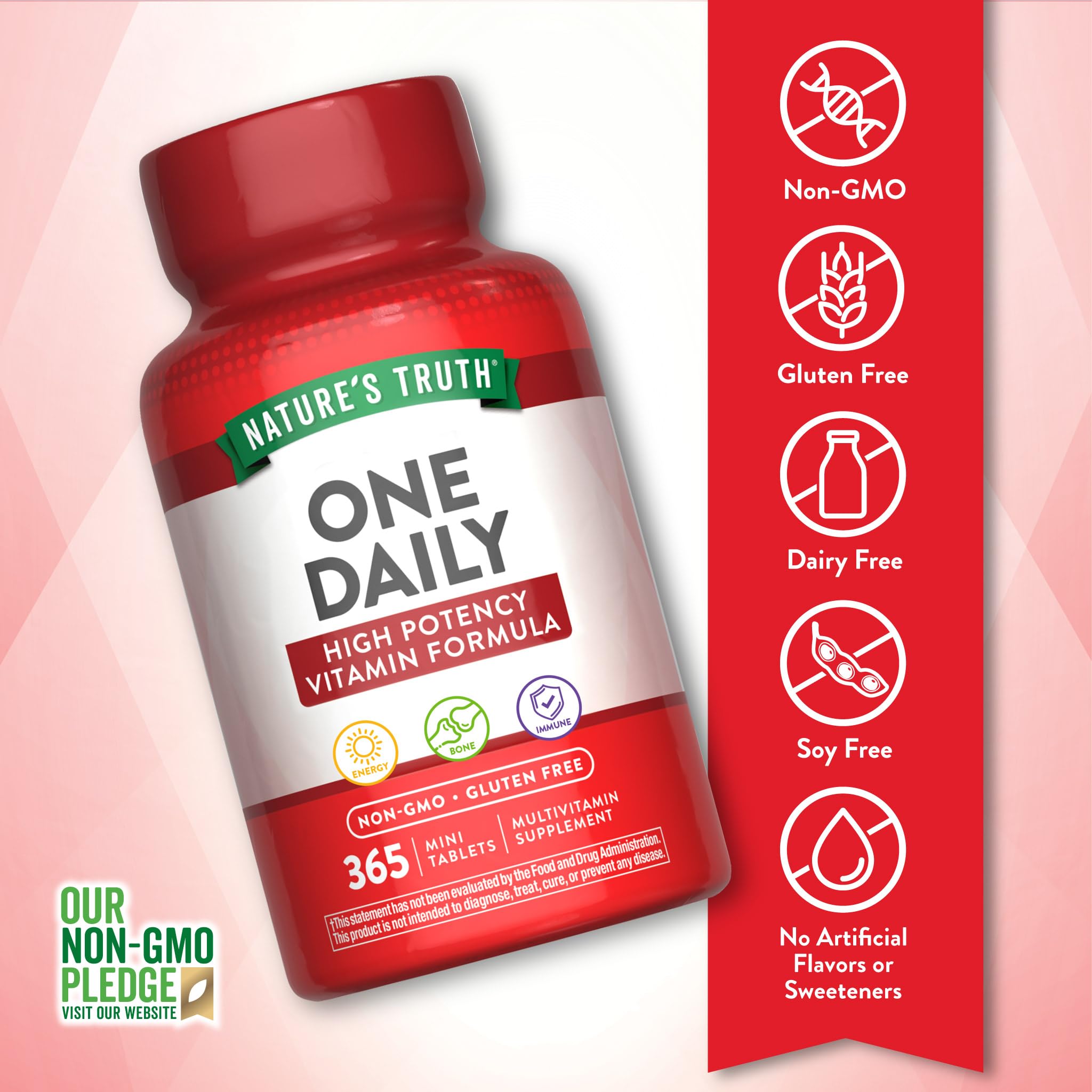 Close-up of the mini daily tablet size for Nature's Truth multivitamin