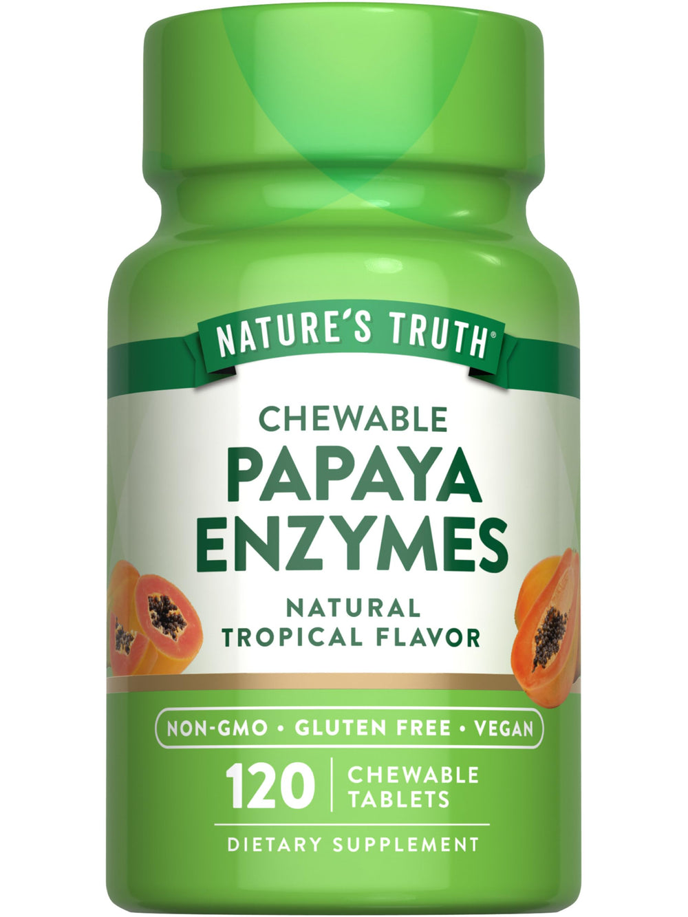 Nature's Truth Papaya Enzyme Chewable Tablets bottle label