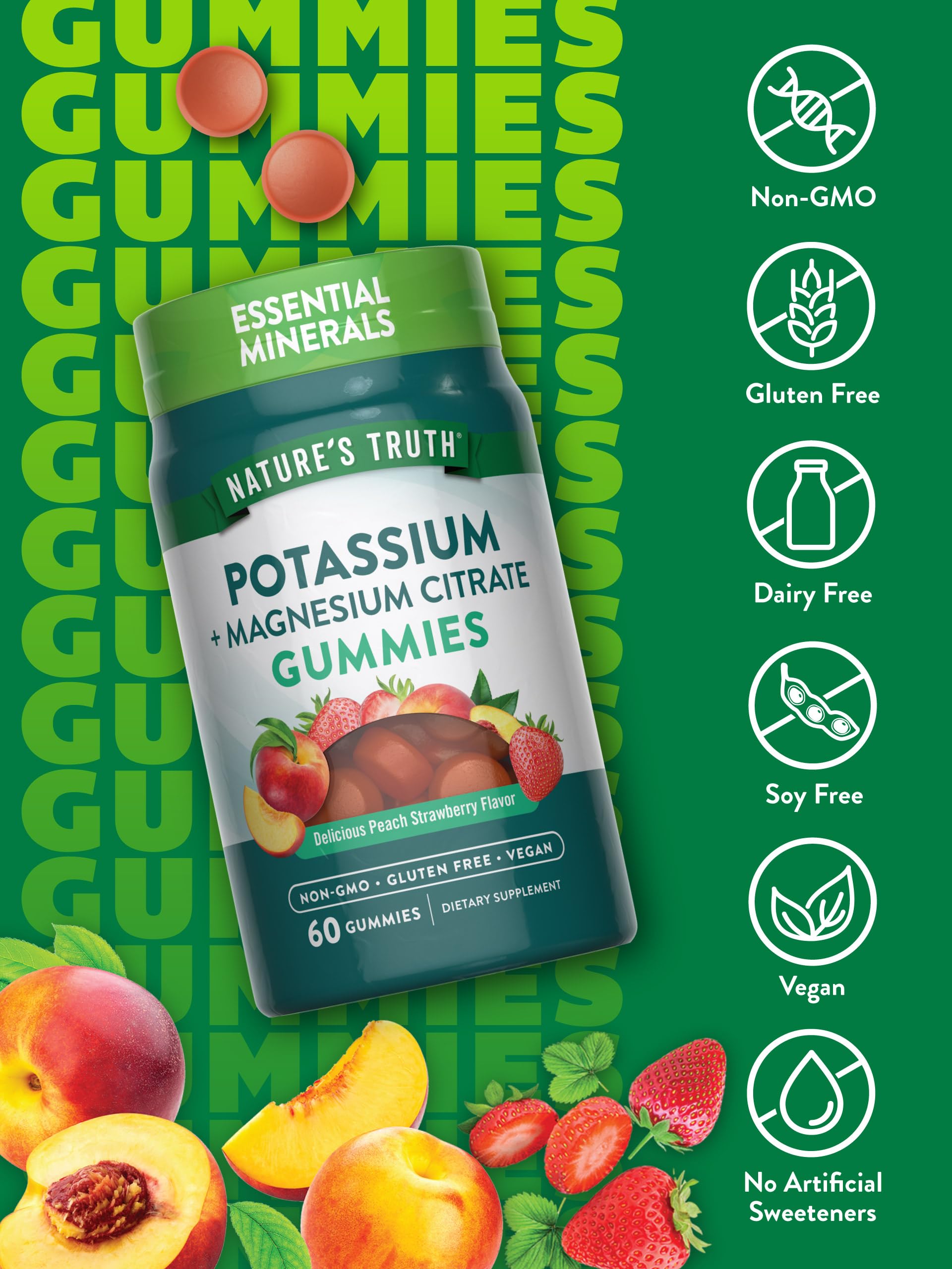 Peach-strawberry vegan gummies close-up