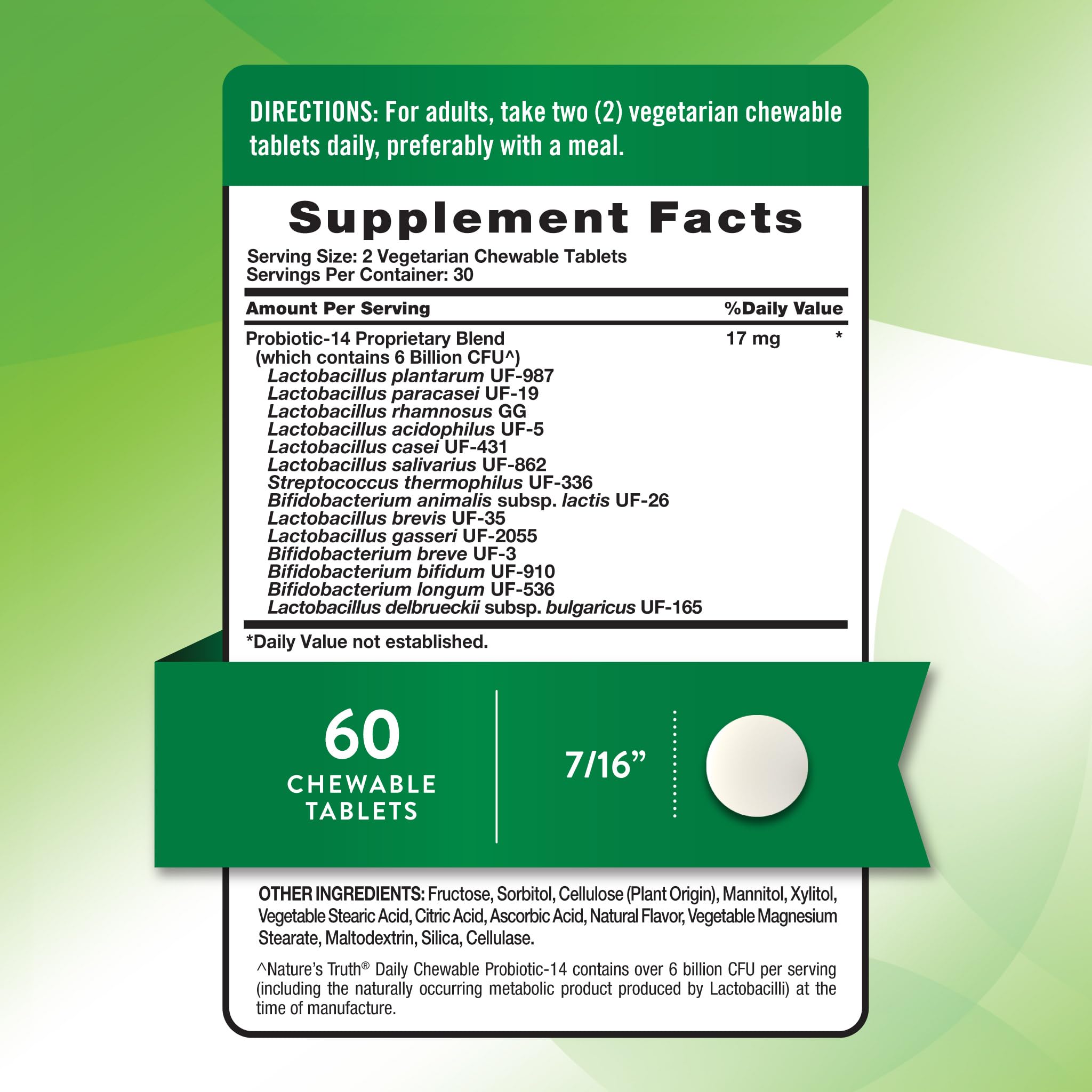 Label highlights 6 Billion CFU and 14 probiotic strains