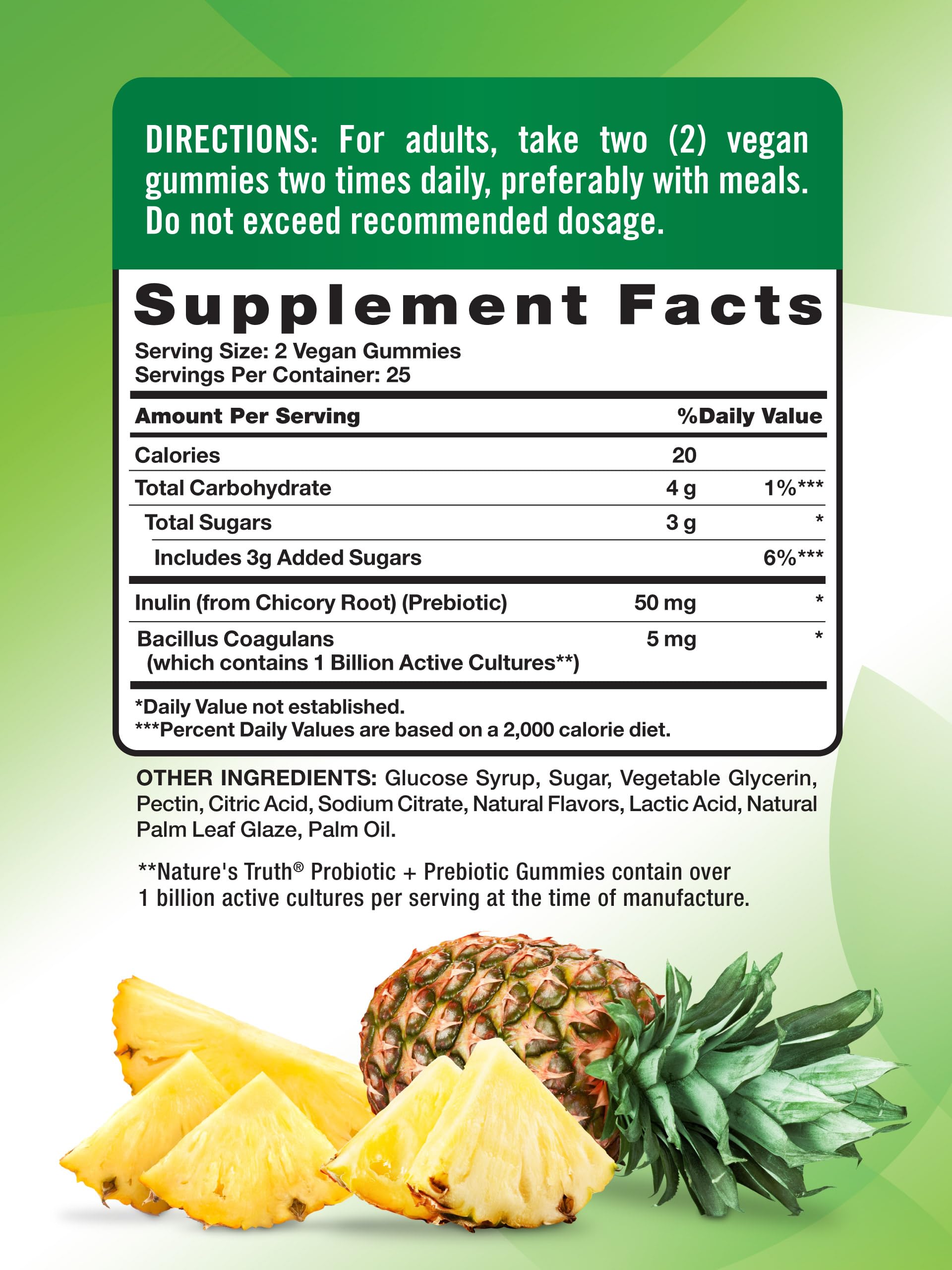 Close-up of Nature's Truth Probiotic Gummies label