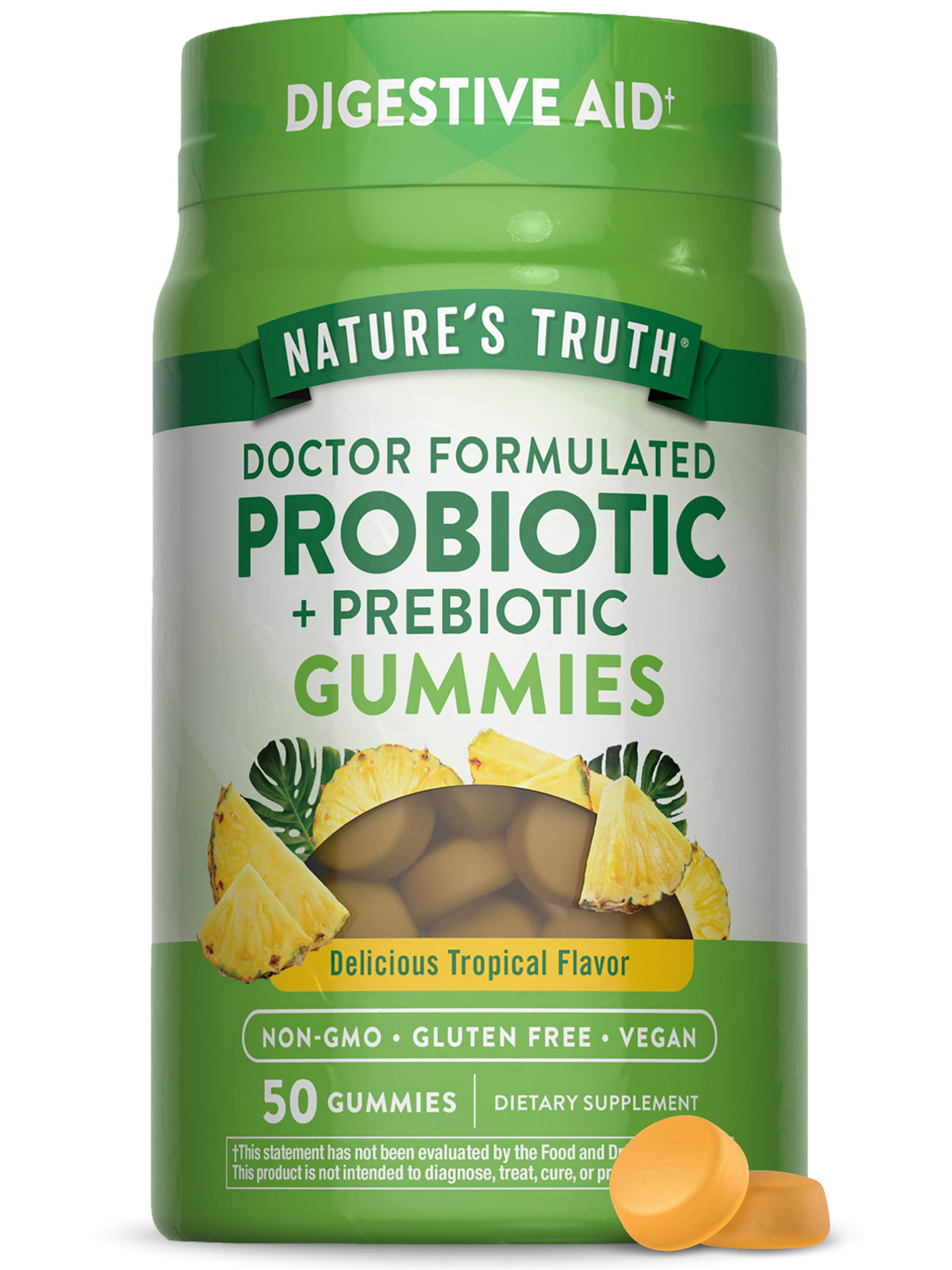 Front view of Nature's Truth Probiotic Gummies for Adults bottle 50 count