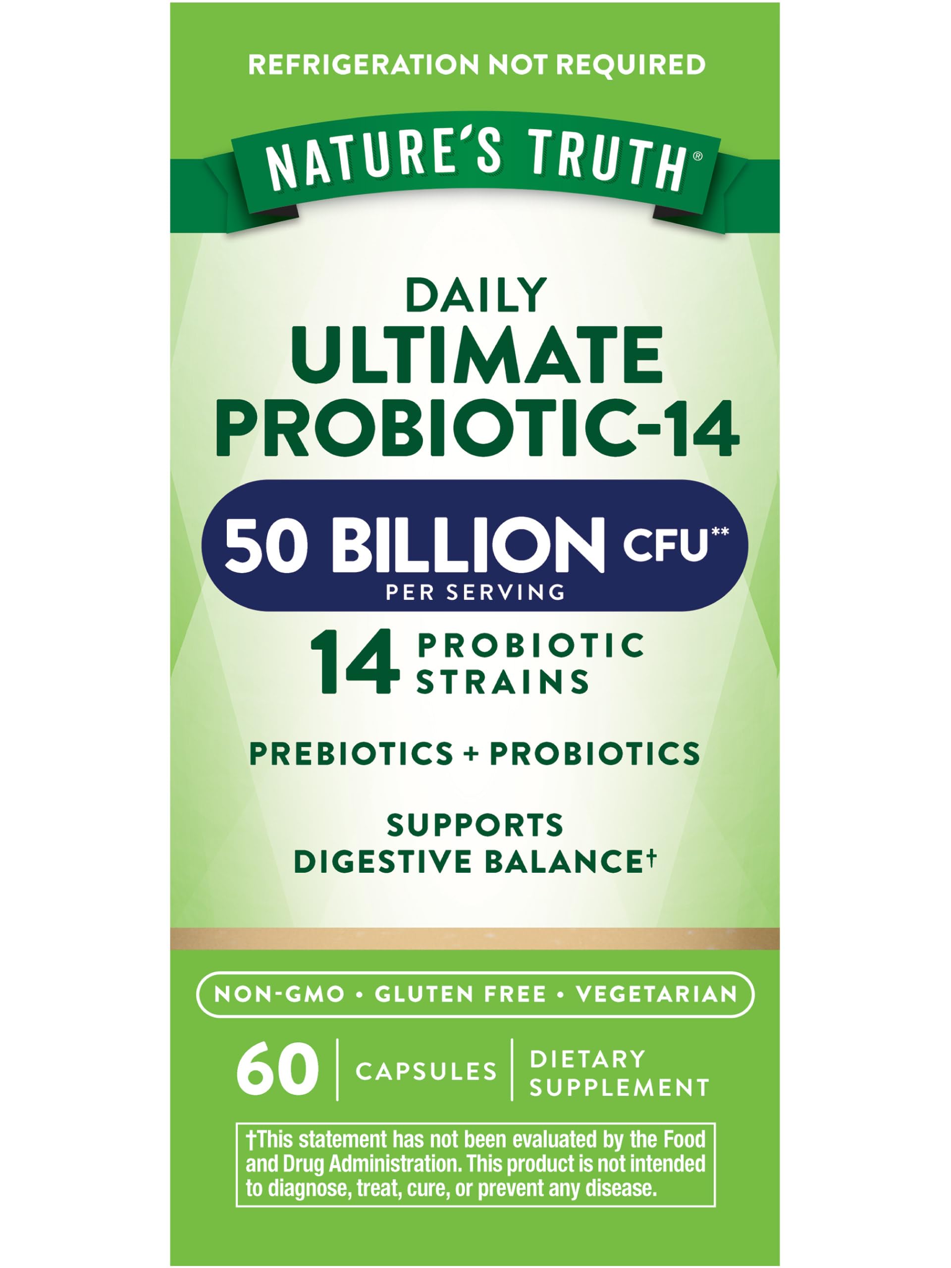 Nature's Truth probiotic bottle featuring 60 capsules for adults