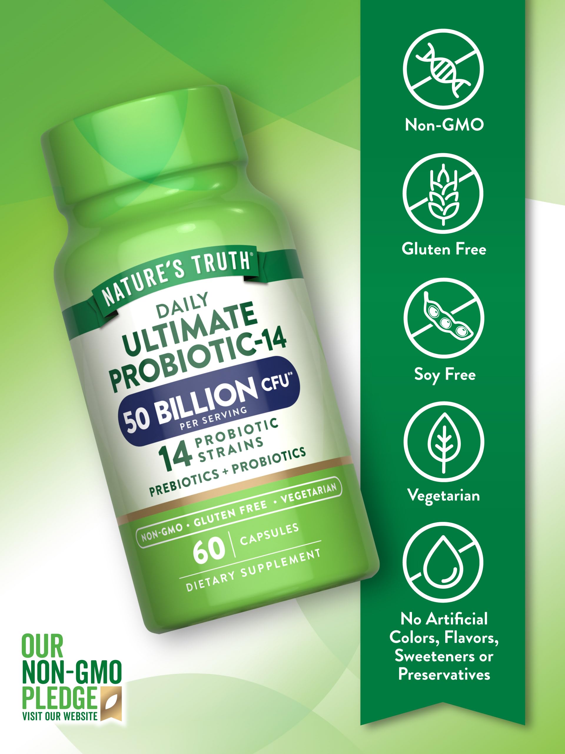 Label shows 50 Billion CFU and 14 probiotic strains