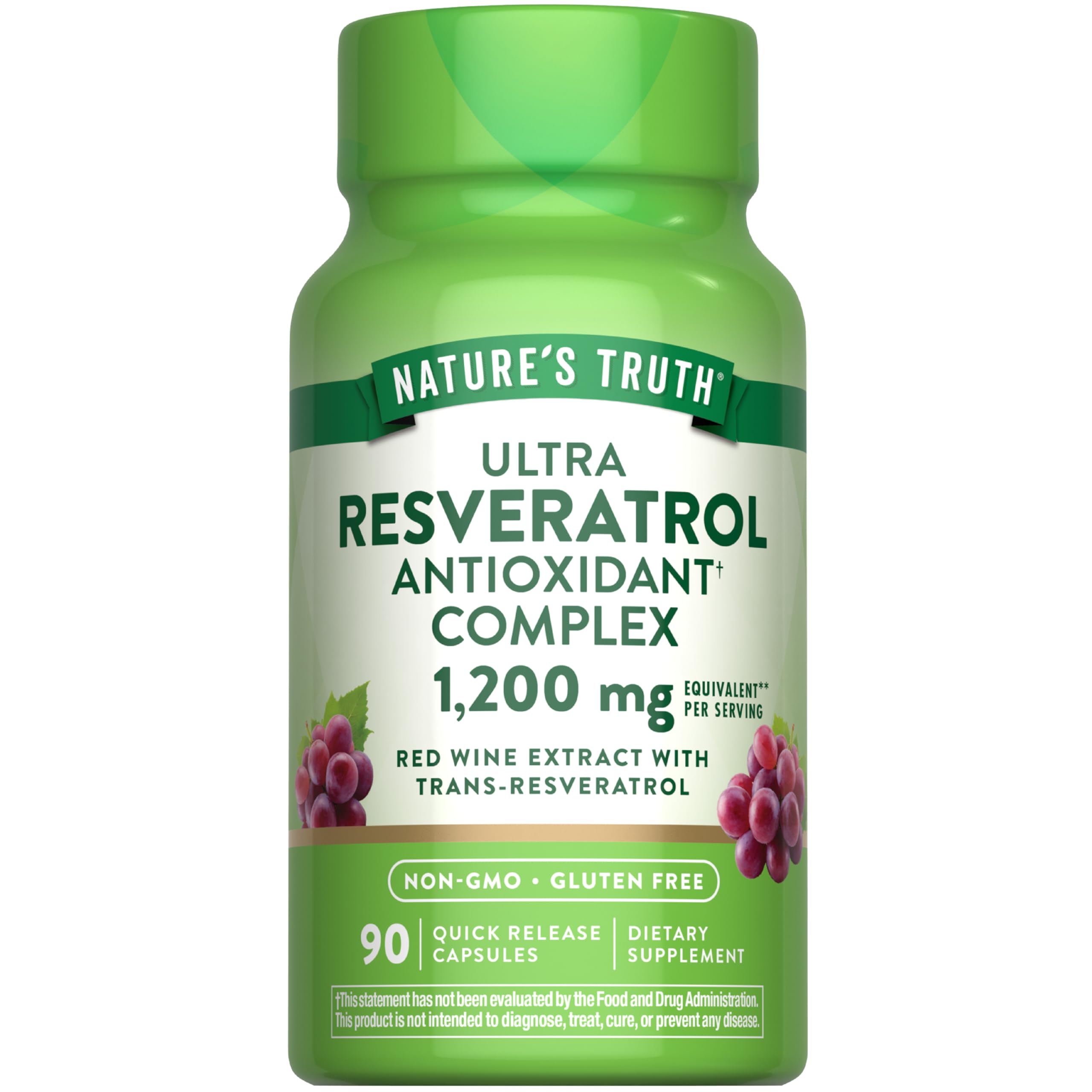 Nature's Truth Resveratrol Complex 1200 mg bottle with 90 capsules