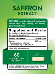 Close-up of saffron extract capsules