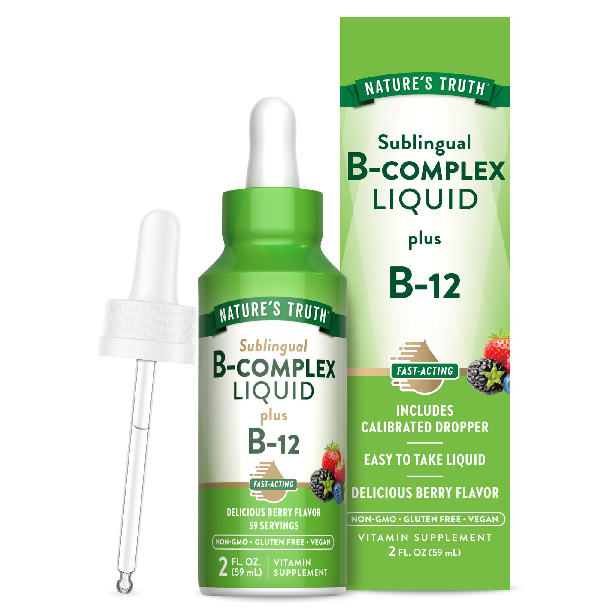 Nature's Truth Sublingual B Complex Berry Flavor bottle 2 oz