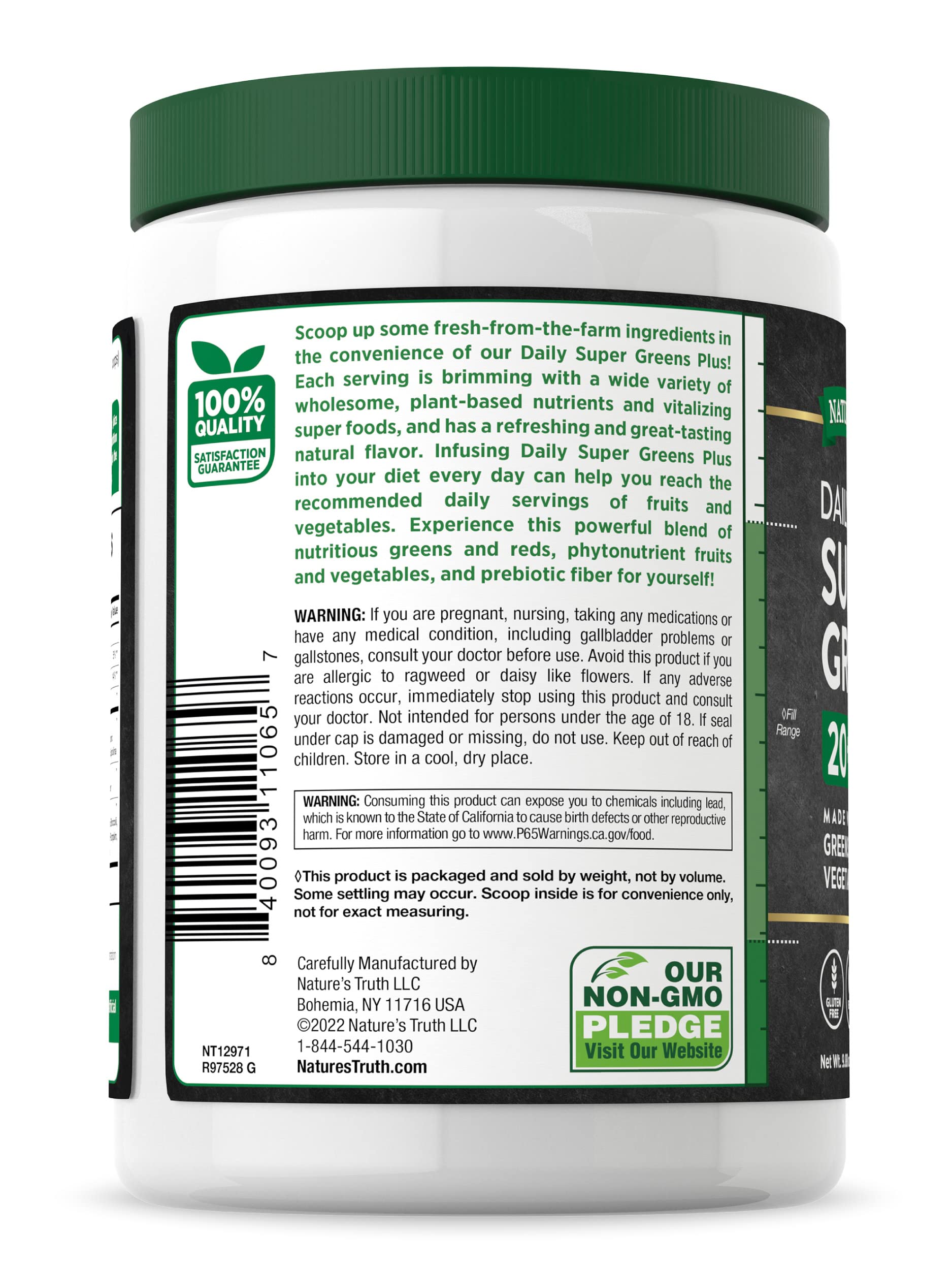 Eco-friendly packaging of Nature's Truth Super Greens