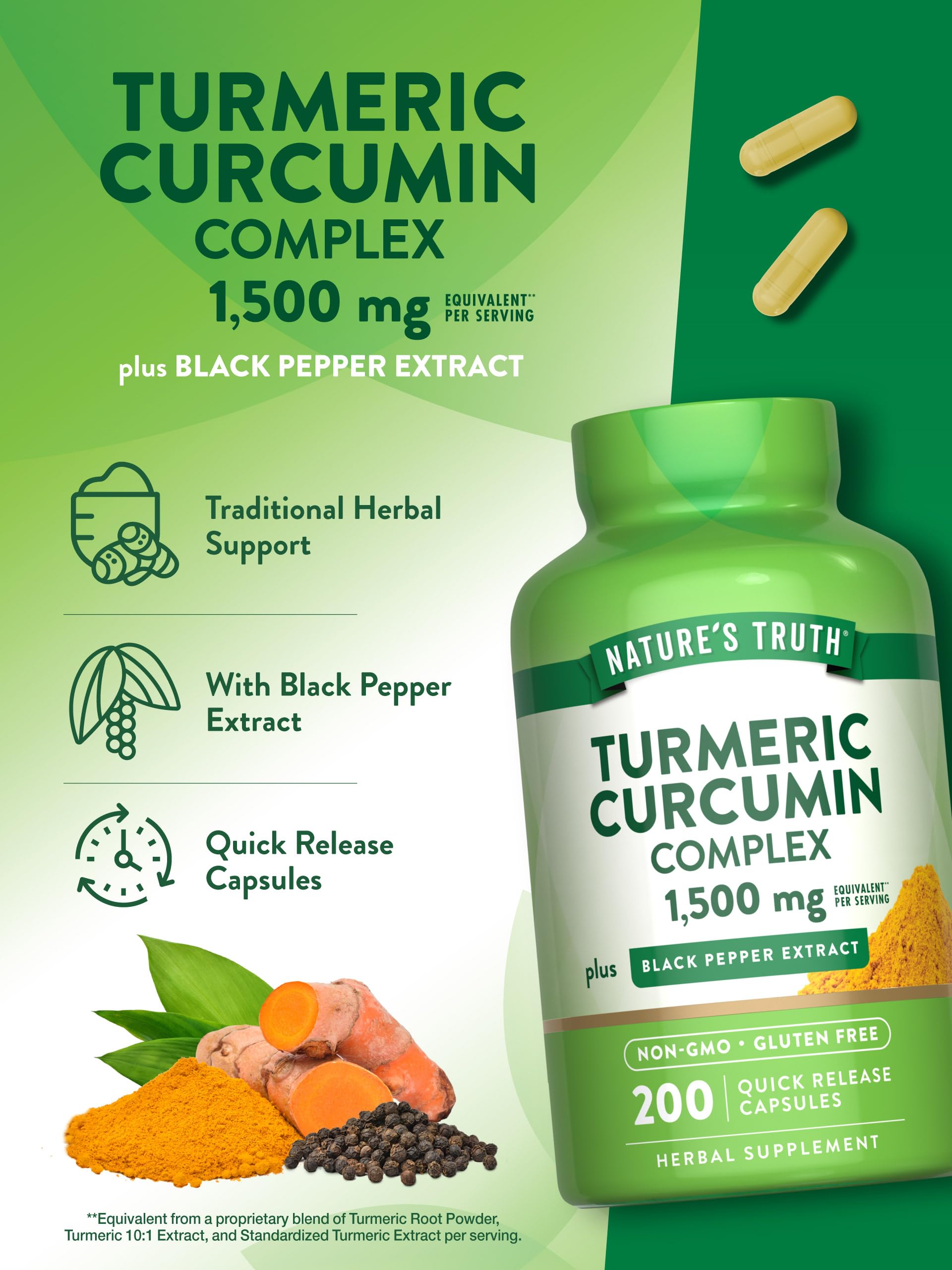 Turmeric root and turmeric extract components