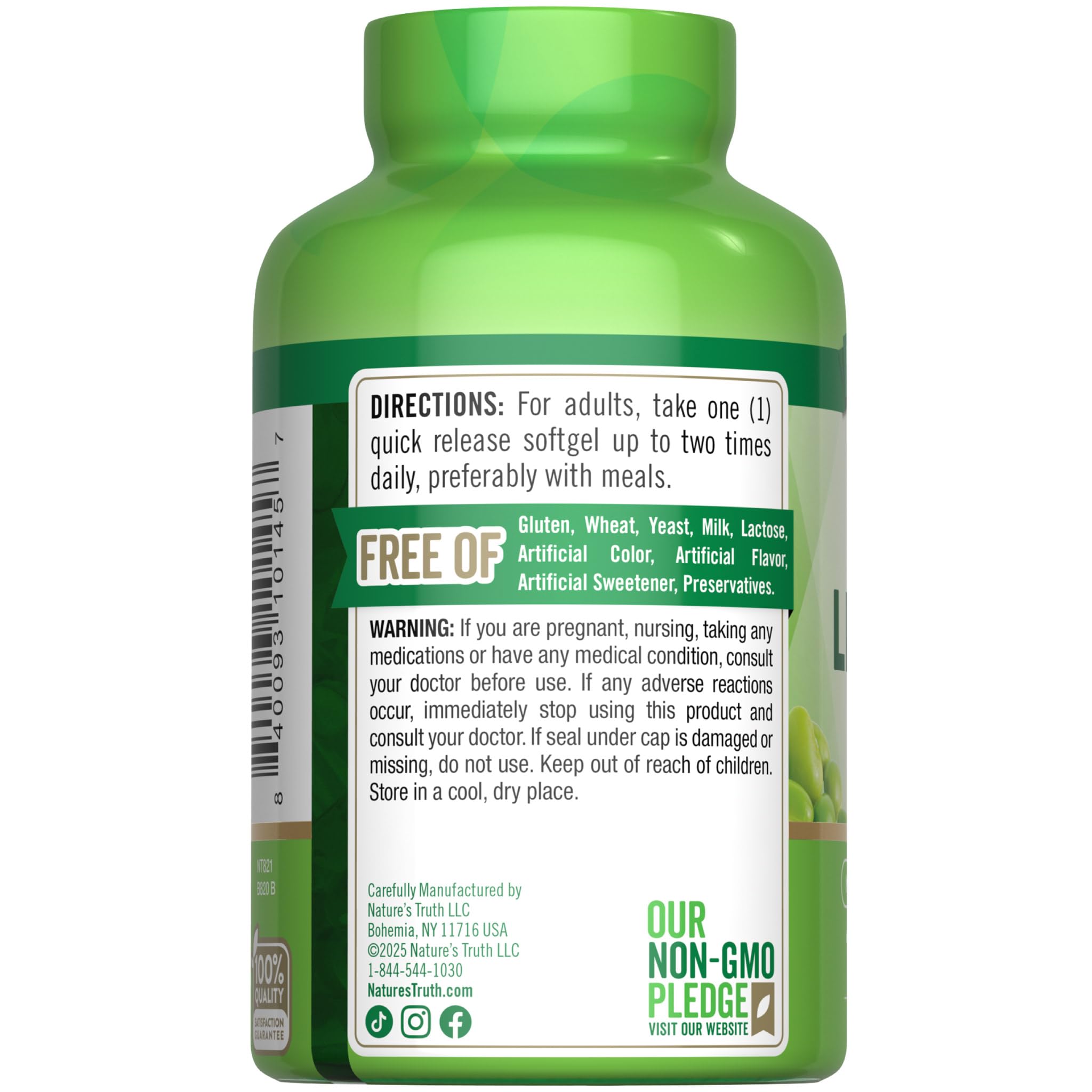 Amber bottle with 120 softgels on a white background