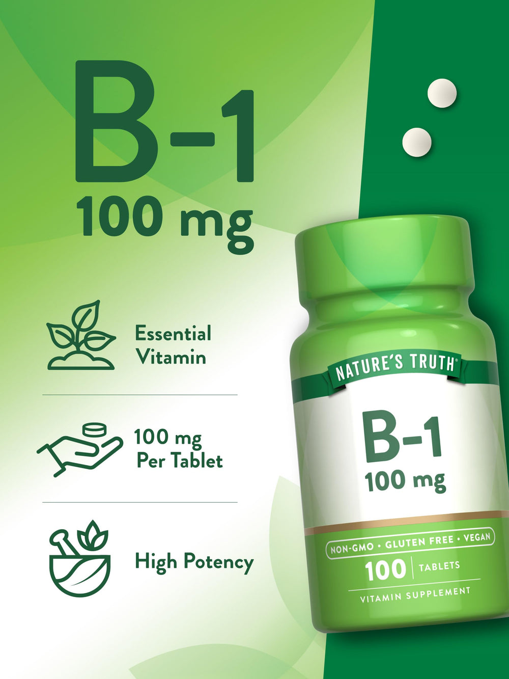 Bottle of Nature's Truth Vitamin B1 100mg Thiamine