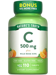 Front view of Nature's Truth Vitamin C with Rose Hips 500 mg bottle (110 tablets)