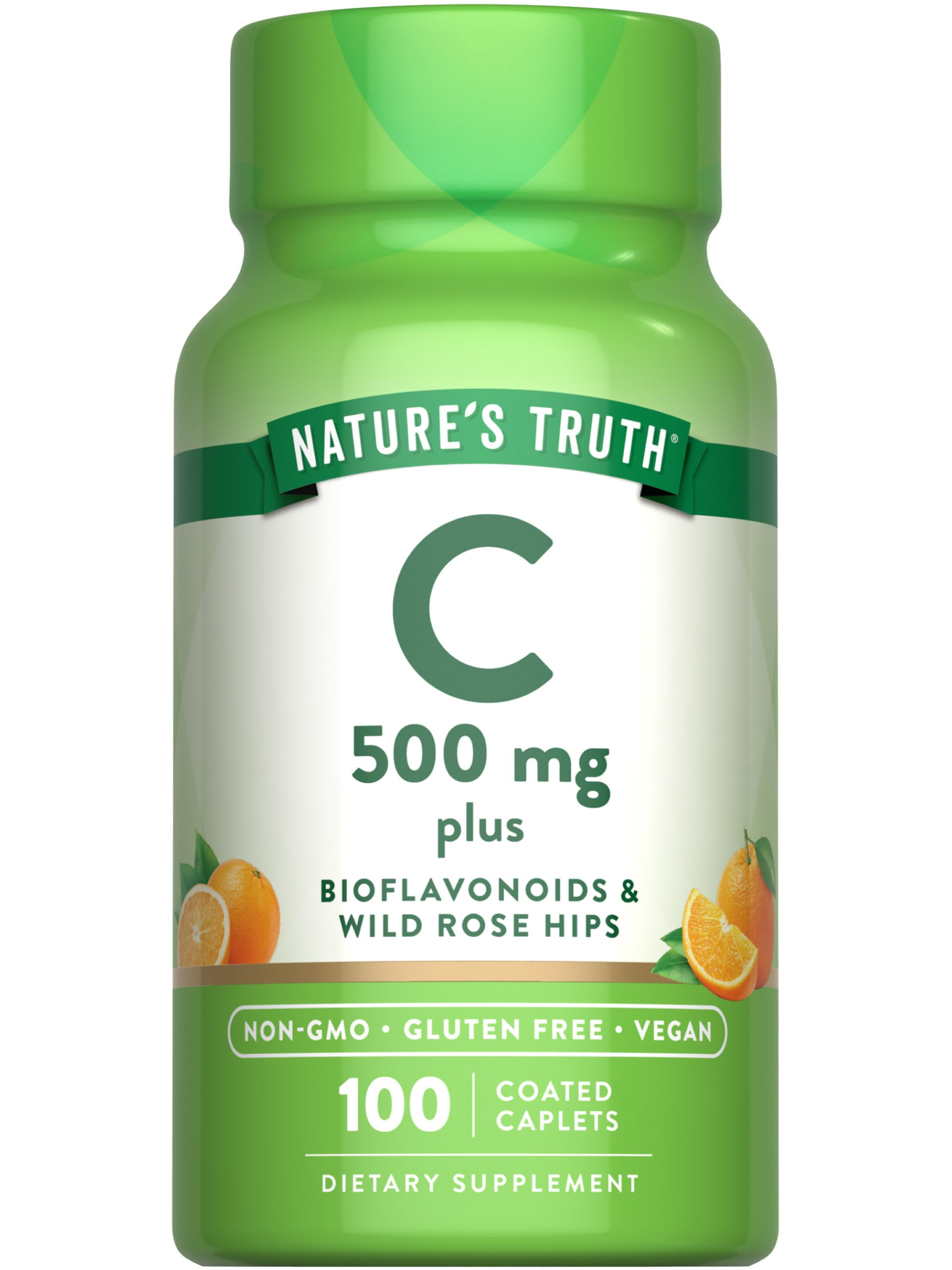 Nature's Truth Vitamin C bottle with Rose Hips and Bioflavonoids 500mg 100 caplets