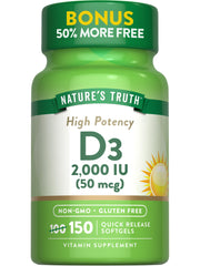 Nature's Truth Vitamin D3 2000 IU softgels bottle front view