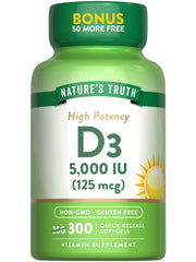 Nature's Truth Vitamin D3 5000 IU bottle with 300 softgels