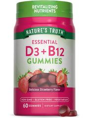 Nature's Truth Vitamin D3 & B12 Gummies for Adults – Strawberry Flavor, 60 Count – Main Image