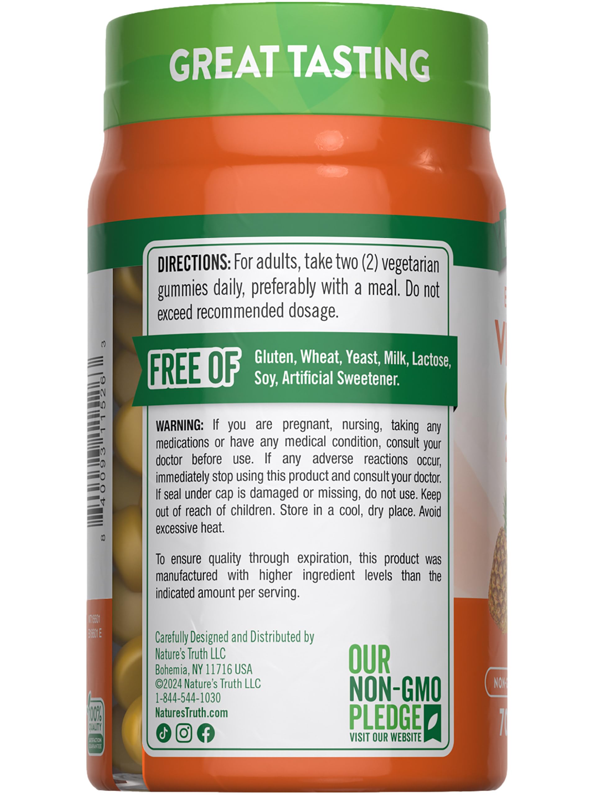 Nature's Truth brand logo and three generations of vitamin innovators