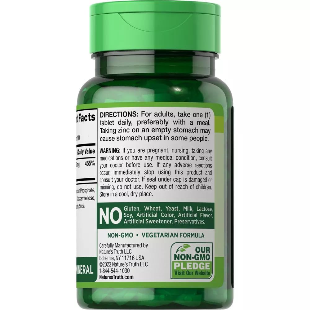Nature's Truth Zinc supplement packaging pack of 3