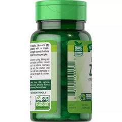 Zinc supplement bottle on white background