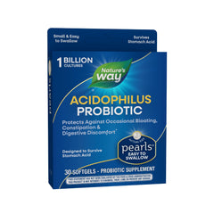 Bottle of Nature's Way Acidophilus Probiotic Pearls with 30 softgels