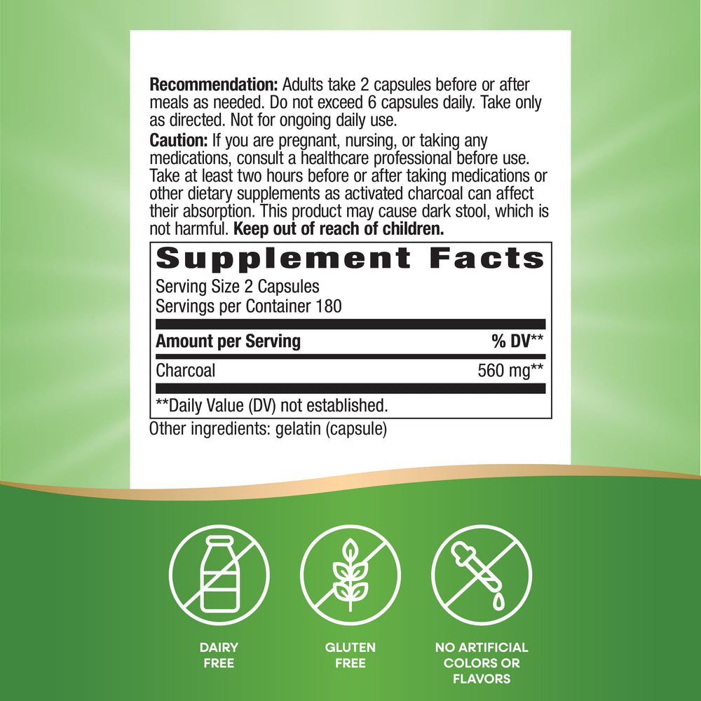 Activated Charcoal capsules (560 mg) from Nature's Way