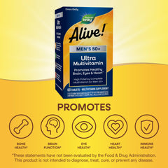 Nature's Way Alive! Men's 50+ Ultra Multivitamin box with packaging details