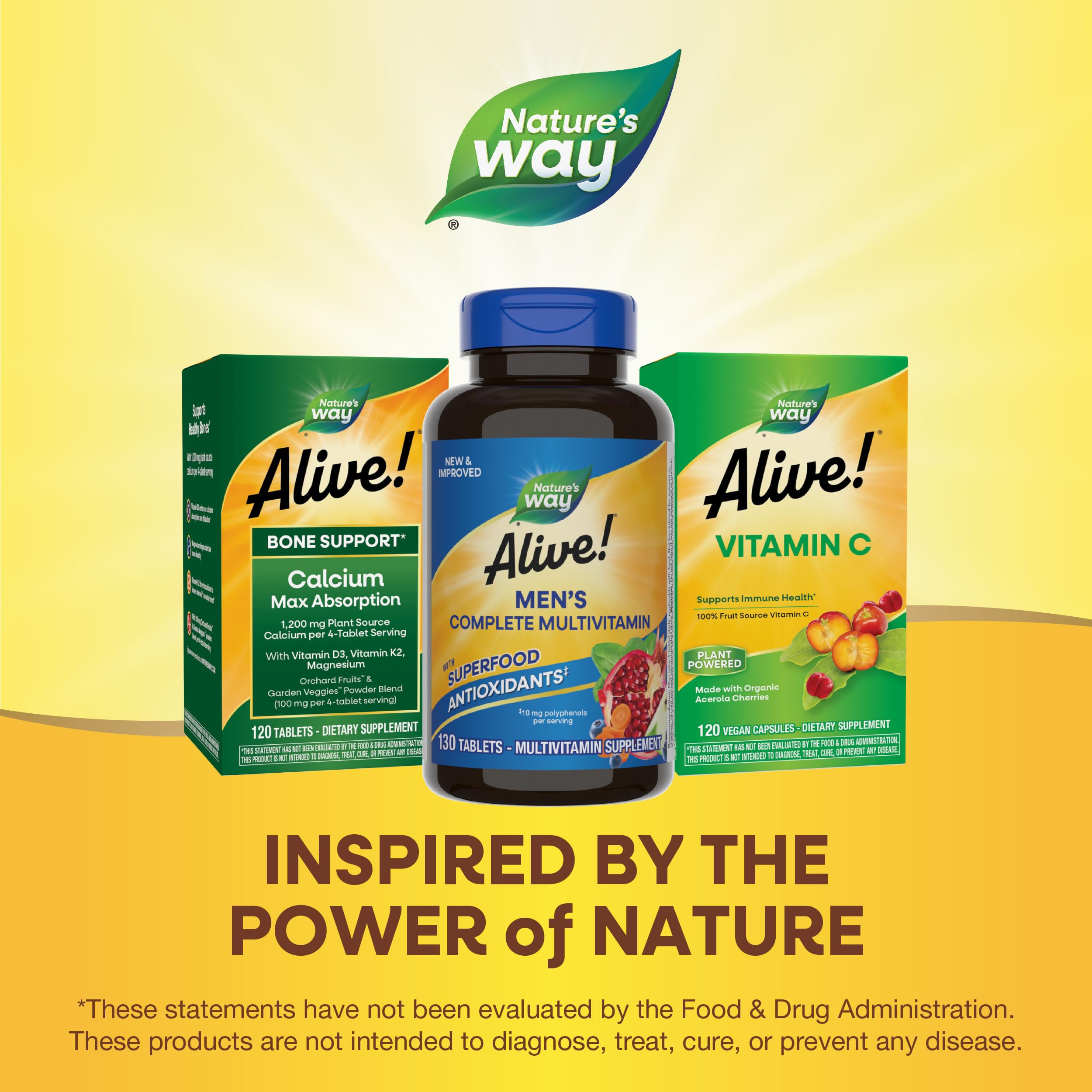 Active man holding Nature's Way Alive! multivitamin bottle