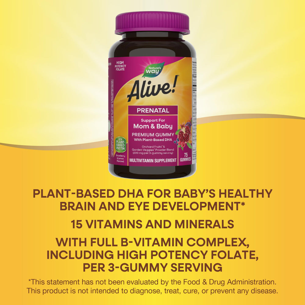 Strawberry and Lemon flavored prenatal gummies