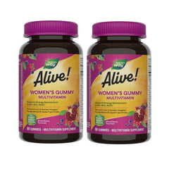 Front view of Nature's Way Alive! Women's Gummy Multivitamin Mixed Berry flavor bottle - 60 gummies, 2 pack