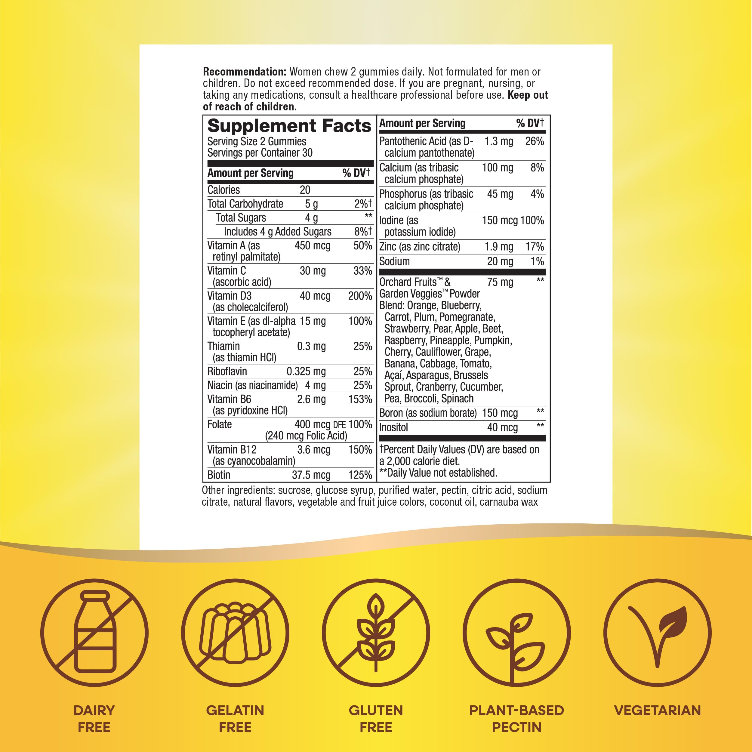 Close-up of the Alive! Women's Gummy Multivitamin Mixed Berry label