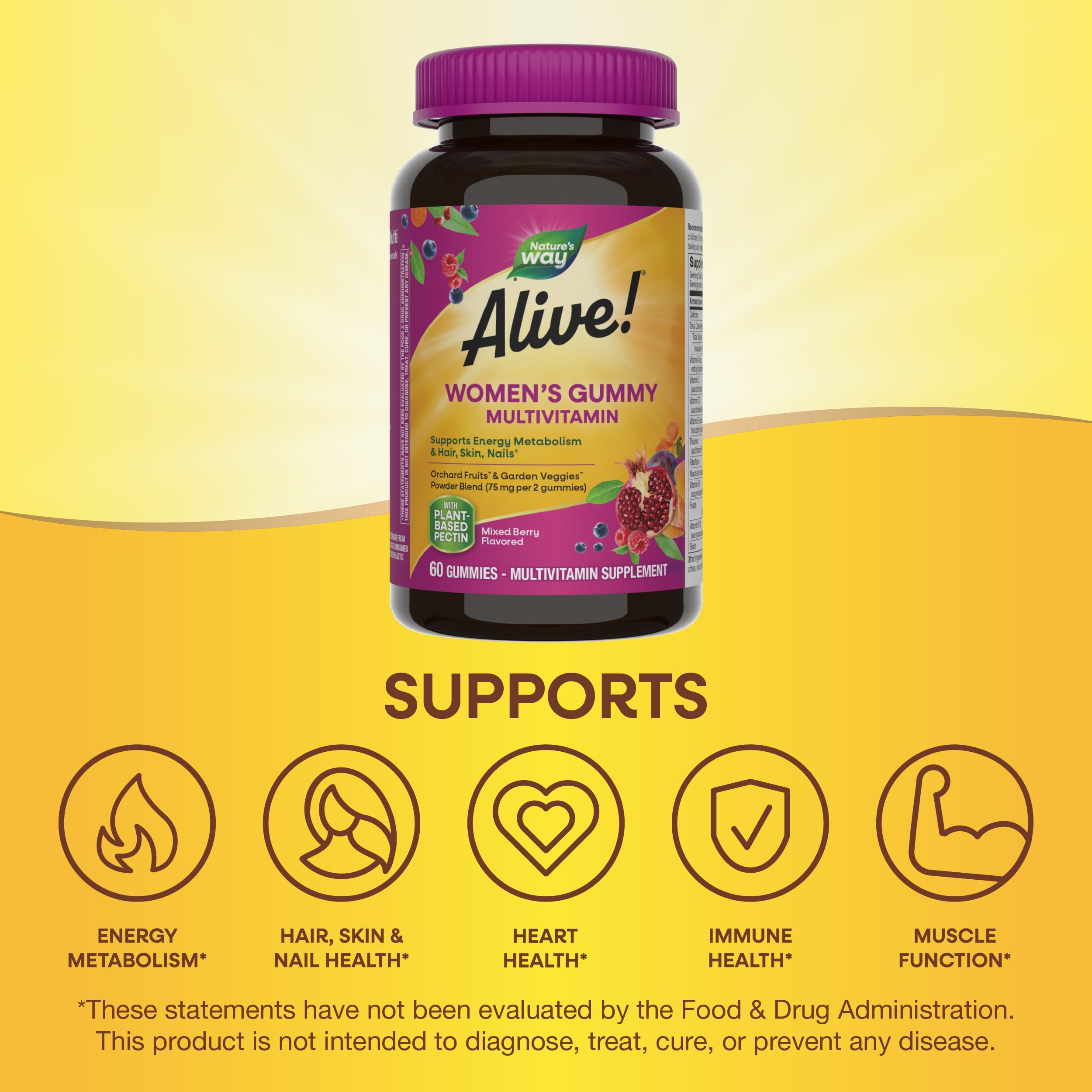 Hair, skin and nails benefit illustration for Alive! gummy vitamins