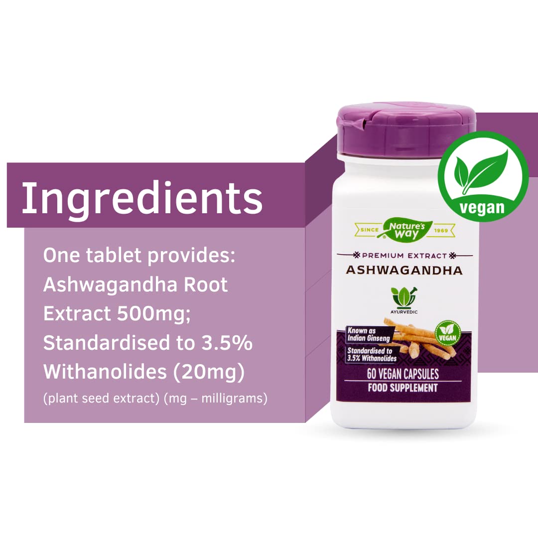 Ashwagandha 60 vcaps bottle on white background