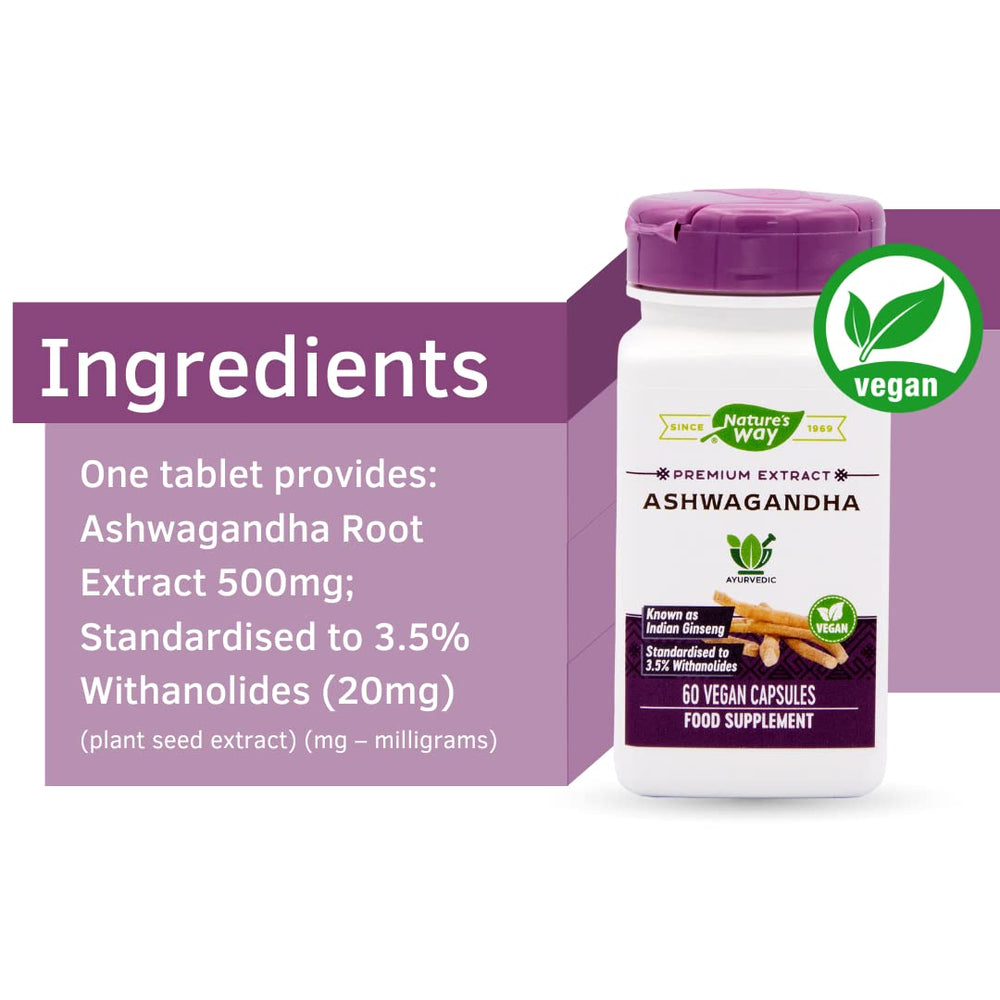 Ashwagandha 60 vcaps bottle on white background