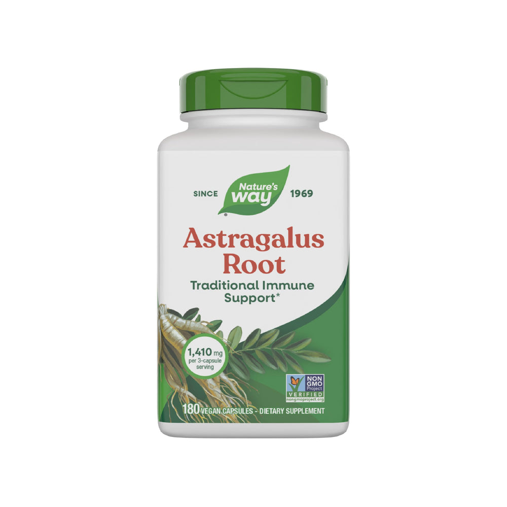 Nature's Way Astragalus Root Immune Support bottle with 180 vegan capsules