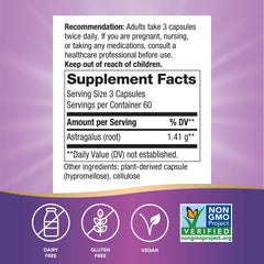 Close-up of bottle label highlighting 1,410 mg per 3-capsule serving