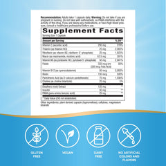 Close-up of bottle label showing gluten-free and vegan claims
