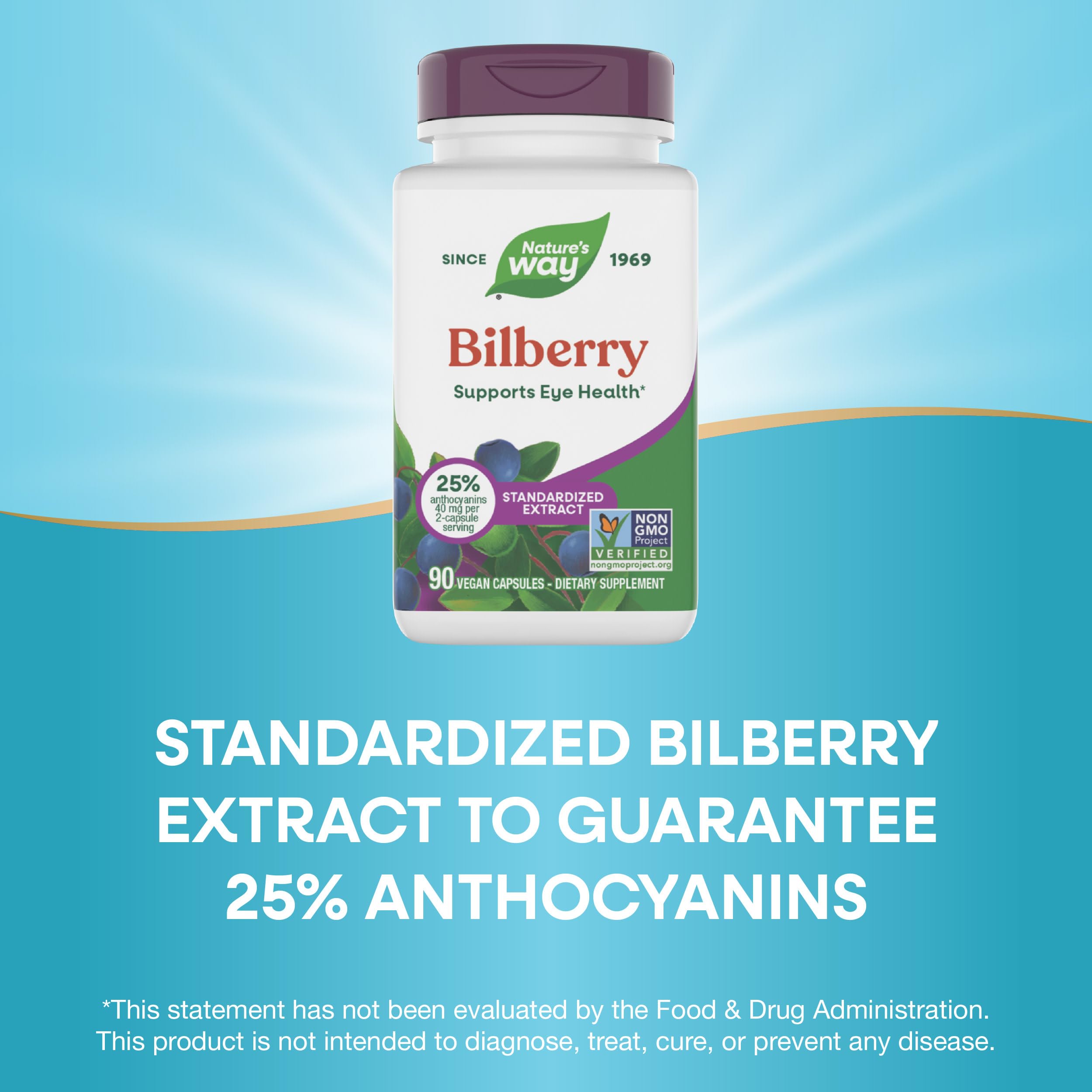 Label highlighting 25% anthocyanins standardization
