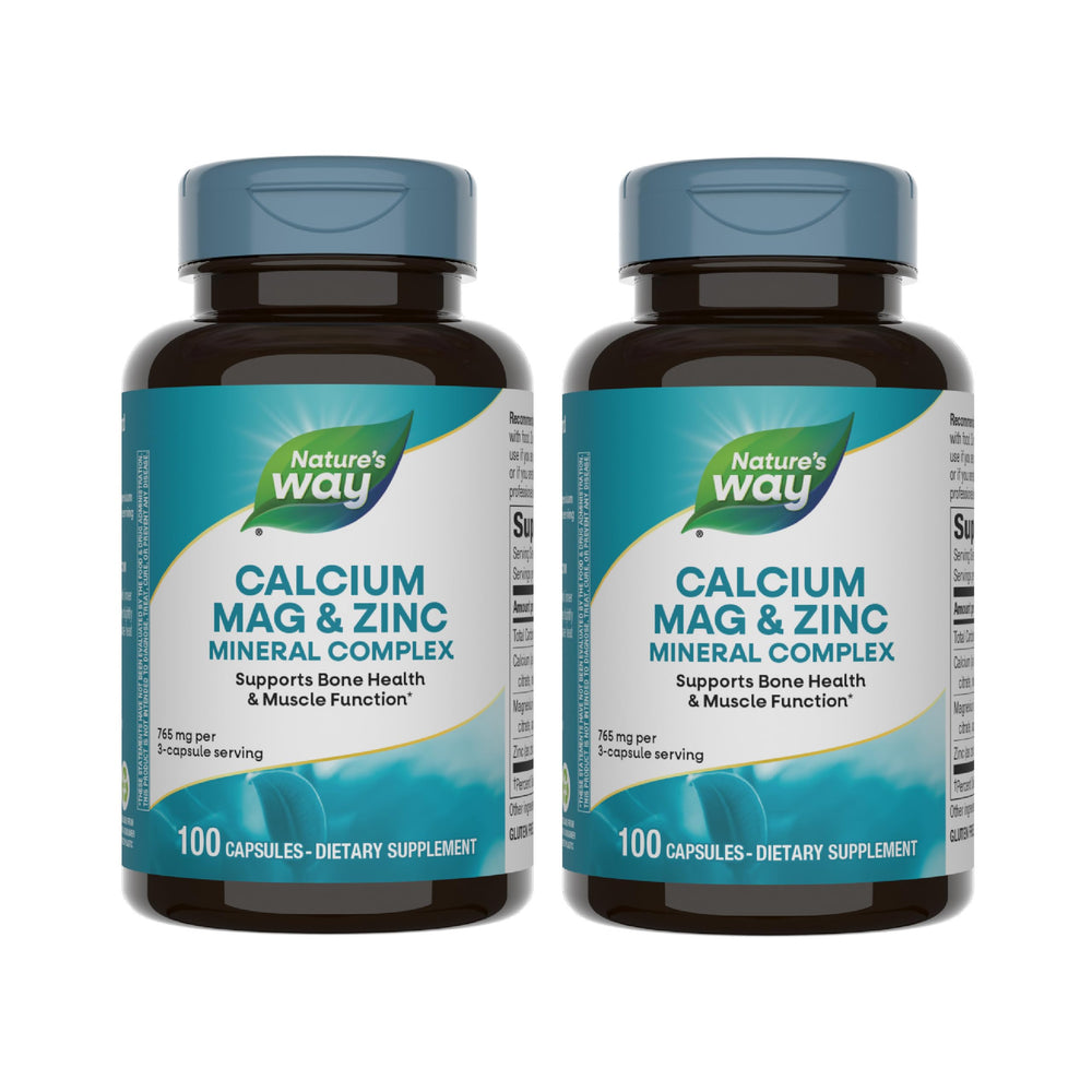 Front view of Nature's Way Calcium Magnesium & Zinc Mineral Complex bottle