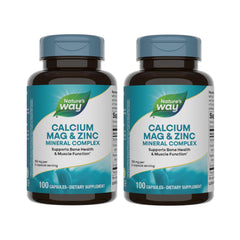 Front view of Nature's Way Calcium Magnesium & Zinc Mineral Complex bottle