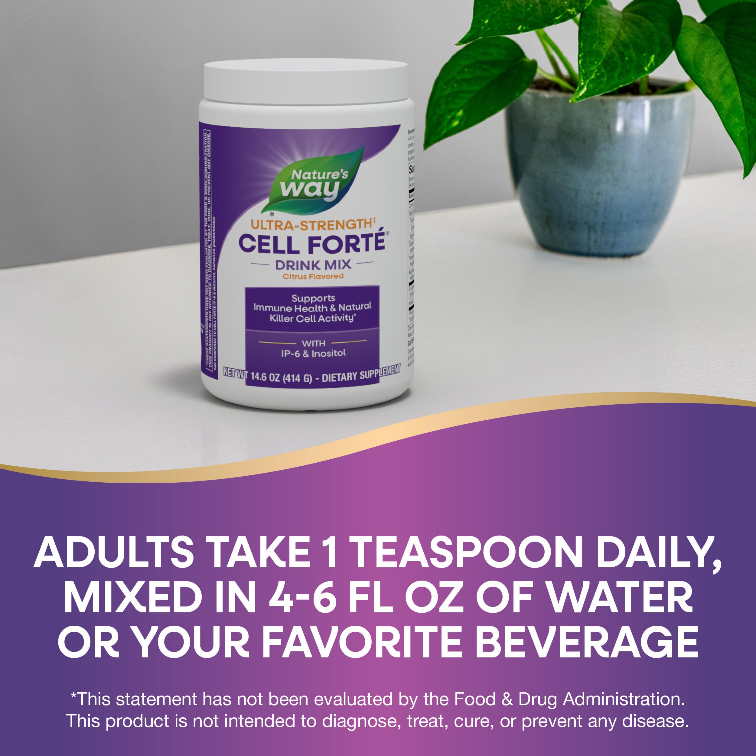 Nature's Way powder blended into a smoothie demonstrating convenient daily use