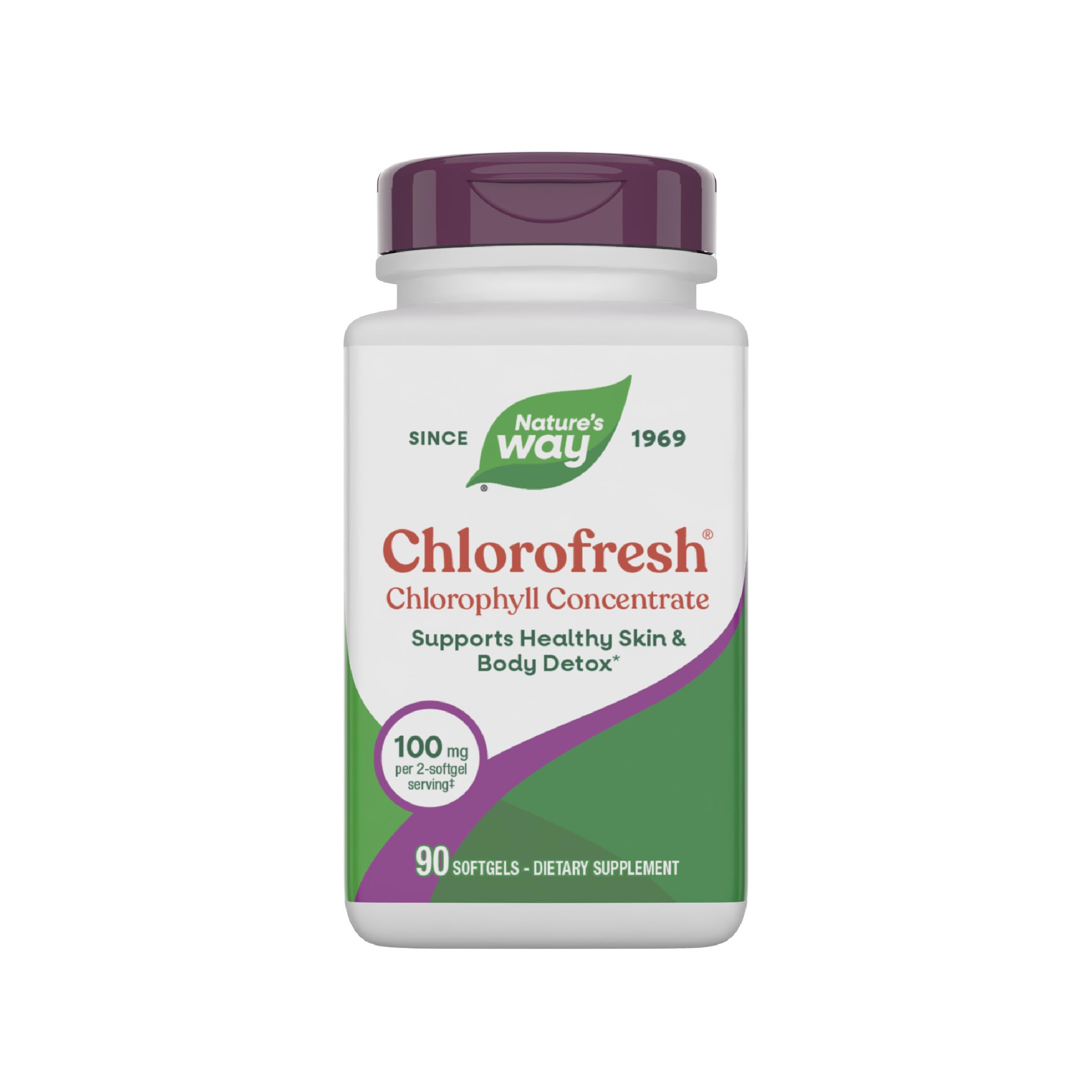 Nature's Way Chlorofresh softgels bottle for easy daily detox and deodorant support.