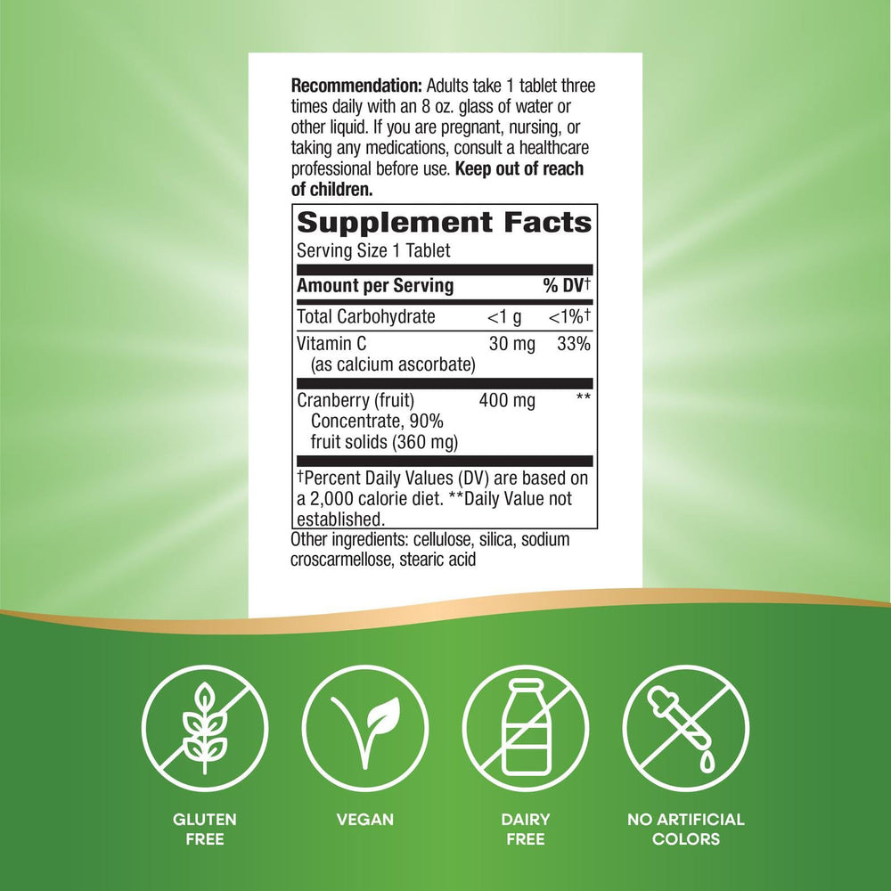 Close-up of cranberry fruit concentrate (400 mg per serving) in the formula
