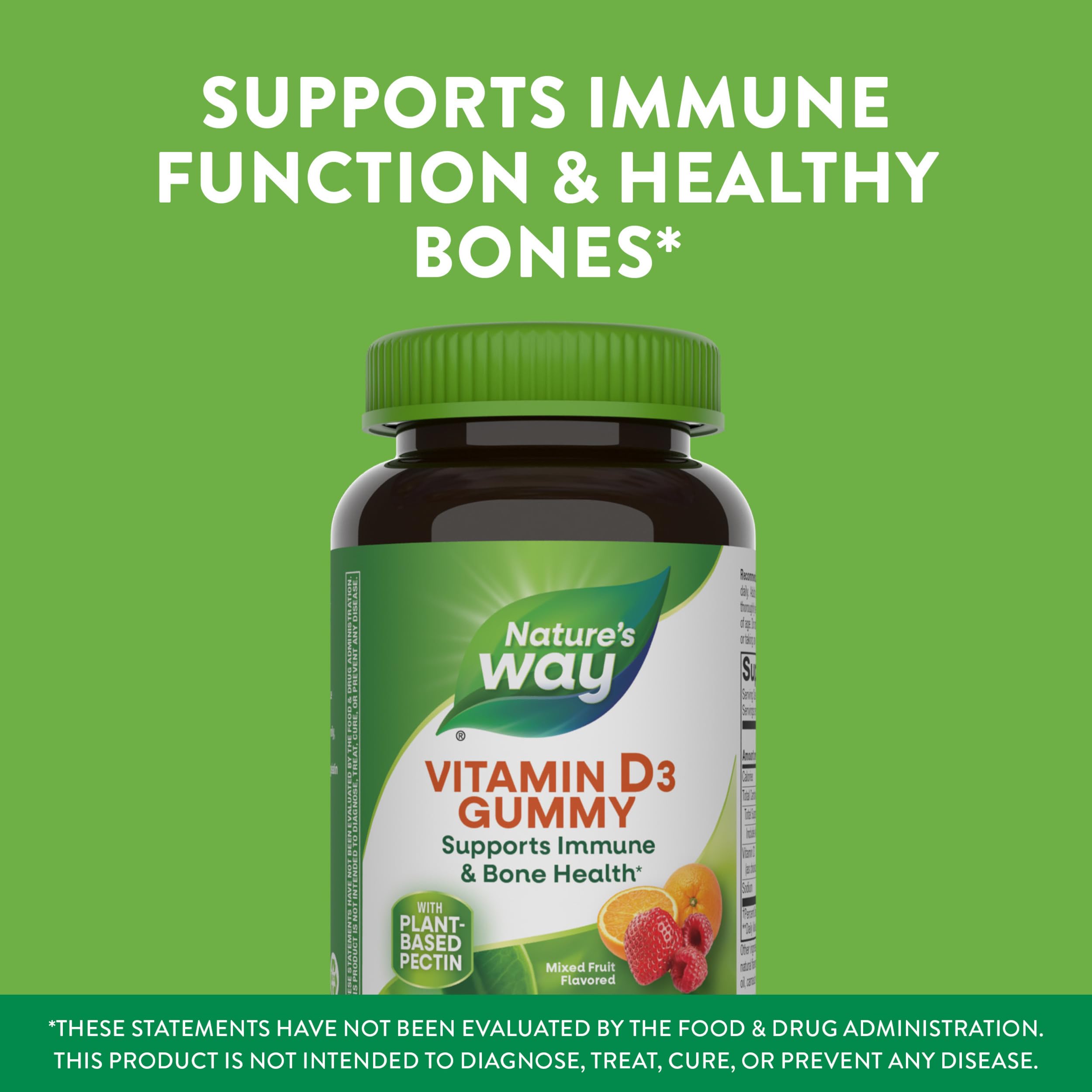 Vitamin D3 gummy highlighting immune support and calcium absorption